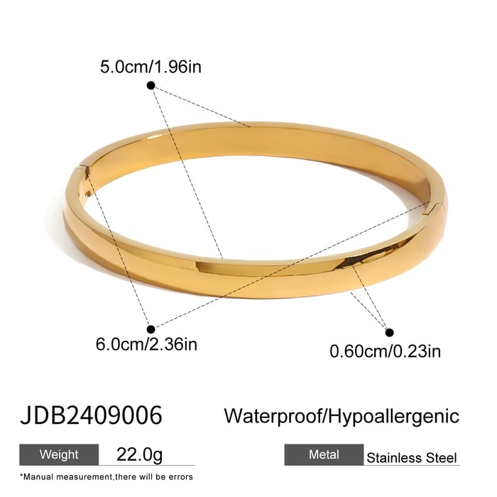 1 Piece Simple Classic Style Geometric Shape Stainless Steel  Gold Color Women's Bangle 